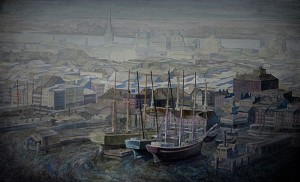 “Old New York, 1876, no.6,” oil on canvas (26x42), 2009 (Offered at $3,200)